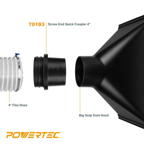 Screw End Quick Coupler For 4 Inch Hose With Left Hand Threaded Adapter Air Tight Connection For Shop Vac And Dust Collection