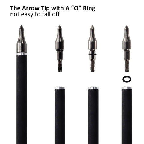 12 Pack Archery Hunting Arrows For Compound Bow Or Recurve Bow With Removable Tips And Adjustable Nocks, arrow tips shown