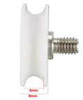 Bearing Roller With Threaded Rod Kit For Sliding Doors 22x8mm Nylon Wheel M6 Thread U Groove Track Guide White Pack Of 4 Quiet Smooth Sliding DIY Accessory, 5mm groove