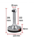 Four Pack M20 Threaded Adjustable Leveling Feet For Heavy Duty Shop Gear And Benches Carbon Steel base with dimensions 196mm height.