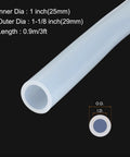 Clear 3ft Silicone Tubing 1 In ID 1-1/8 In OD High Temperature Heavy Duty Flexible Transparent Plastic Hose cross-section view