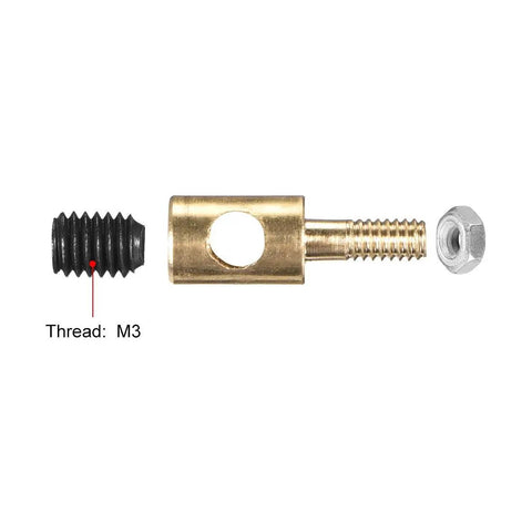 RC Airplane Push Rod Linkage Stoppers Kit With 4mm Body And 2.5mm Hole, 11mm Length Copper Connectors For Precise Linear Movement, Adjustable Pushrod Links Fitting 2.2mm To 2.5mm, 10 Pieces For Hobbyist Builds, M3 thread copper connector with nut