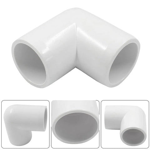 Four Piece Set One Half Inch PVC Right Angle Elbow Fittings Heavy Duty Two Way Pipe Connectors for DIY Shelves Garden Structures