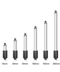 Compact Linear Actuator 6V 12V or 24V, 150N Max Force, 15mm Stroke, 15mm/s Speed, IP60 Rated, Durable Quiet Electric Actuator for Home Automation, Cabinets, Easy Install DIY Projects, and Small Machinery, 10mm to 200mm stroke shown