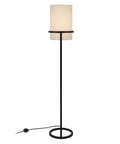62 Inch Tall Floor Lamp With Blackened Bronze Finish And French Drum Linen Shade For Elegant Living Room Lighting LED Compatible Bulb Sold Separately Or LED Bulbs Optional in side view on white background.