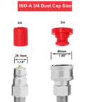 Two Pack 3/4 Inch Hydraulic Quick Coupler Dust Cap Covers For ISO A And ISO B Quick Disconnects Keeps Cap Attached