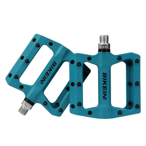 Blue Ultralight Non Slip Nylon Fiber Mountain Bike Pedals Flat Platform Nine Sixteenth Inch Spindle For MTB BMX And Road Cycling Grippy Durable