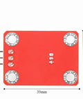Back view of LM35 Temperature Sensor Module with 3-pin interface, red PCB, dimensions 33mm x 22mm, for DIY electronics and Microbit.