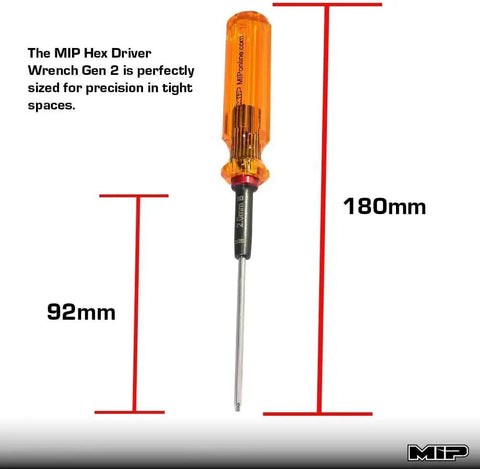 Gen 2 Amber Handle Metric Ball End Hex Screwdriver 2.0mm for RC cars, drones, helicopters and FPV racing, full view