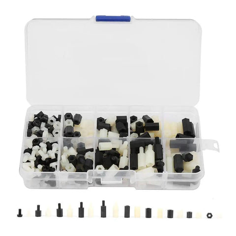 300 Pieces Nylon M3 Hex Standoff Kit With Nuts And Cross Screws White And Black Spacers For Electronics Enclosures DIY Projects Built To Last Pro Grade, open organizer