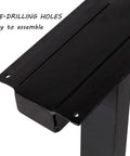 Close-up of pre-drilling holes on Heavy Duty Industrial Table Legs Set Of 2 In Trapezoid Shape 28 Inch Tall Solid Steel With Matte Finish Welded Joints