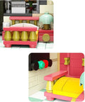 Details of Lit 3-Floor Modular Pizza Shop Building Kit With Fully Printed Pieces, Glowing Brick Oven, City Street Details, Pizzeria Set