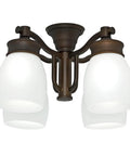 Casablanca Outdoor Four Light Fixture In Maiden Bronze With Cased White Glass, ETL Wet Rated, 56W Patio Lighting