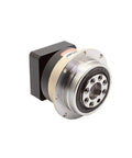 Rock Solid Planetary Helical Gear Reducer Featuring Smooth Circular Flange Output For Stepper And Servo Motor Drives With Heavy Duty Precision Industrial Gearbox System Built For The Daily Grind, close-up view.