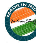 Image of a logo stating 'Made in India' with an Indian flag color theme for Indian Shelf branding.
