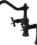 Essex 7-Inch Deck Mount Clawfoot Tub Faucet in Oil Rubbed Bronze, angled view showing cross handles and vintage design.