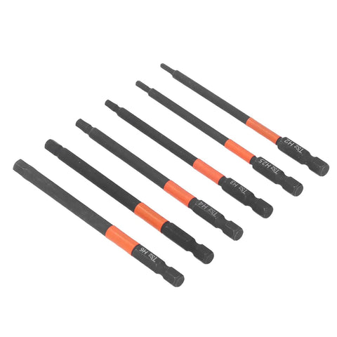 6 Piece Heavy Duty Black Impact Driver Bit Set With Mighty Magnets For 1/4 Inch Hex Shank, Tough High Carbon Steel Cross Bits