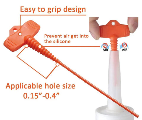 Close-up of orange 4 Pack Caulk Saver Caps Sealer Tools For Silicone Tubes with easy grip design and applicable hole size 0.15"–0.4"