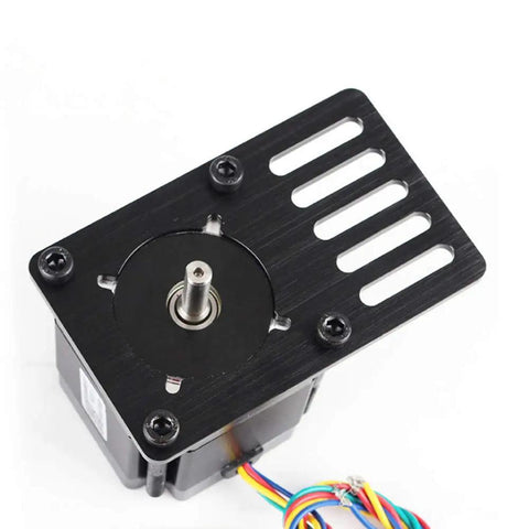 Black Beefy NEMA23 Stepper Motor Mount Plate For CNC And 3D Printers, Aluminum Flat Bracket With Adjustable Slots, top view