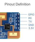Pinout view of Human Micro Motion Detection MmWave Sensor 24GHz Radar With FMCW Technology Compact Module Built In MCU And UART Config pins