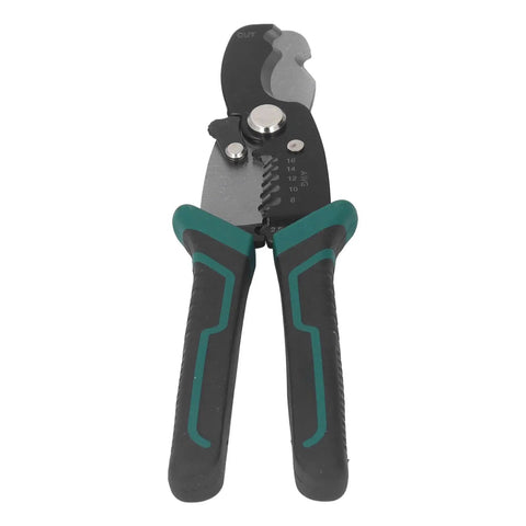 Get Your Hands On This Badass 8-Inch Wire Stripper And Crimping Tool Made From Tough High Carbon Steel That Will Not Rust Or Break Easily Perfect For Demolishing Cables Fast With Professional Grade Cutting Precision Ideal For Gritty Diy Projects And, showing a wire stripper with soft grips and sharp blades.