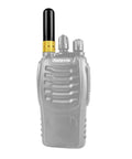 Compact Dual Band Ham Radio Short Antenna SMA Female Connector For VHF UHF Use 5 Cm Length shown on walkie talkie