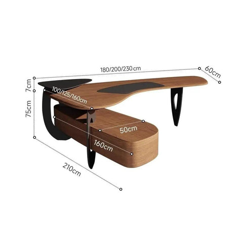 Top Tier Ash Wood Standing Desk With Smooth Height Adjustments And Spacious Corner Layout Made For Grinding Sessions Or Daily Office Grind, side view with dimensions