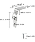 4 Pack 58mm Stainless Steel Heavy Duty Rust Resistant 90 Degree Tool Box Hood Locks Latches showing dimensions with screw