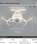 20.5 Inch Low Profile Ceiling Fan With Lights Bladeless Flower Shape Ceiling Light Fan With Remote Control 3 Color Temperature LED