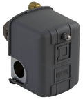 Air Compressor Pressure Switch For Your Setup With One Quarter Inch NPSF Internal, Two Way Release Valve, 175 PSI Cutoff, 40 PSI Fixed Differential, Diaphragm Actuated For Electrically Driven Motors; close-up view of the pressure switch casing