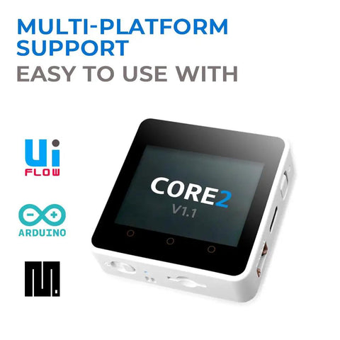 Core2 ESP32 IoT Development Kit V1.1 with dual core processor and 2.0 inch capacitive touch screen, side view.