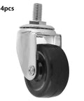 Jauarta 2 Inch Quiet Caster Wheel Set for Trolley Furniture Smooth, close-up of a single black wheel with chrome swivel mount