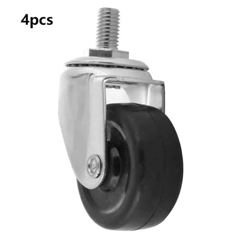Jauarta 2 Inch Quiet Caster Wheel Set for Trolley Furniture Smooth, close-up of a single black wheel with chrome swivel mount