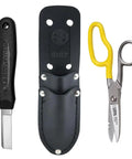 Cable Splicer Kit With Electricians Knife And Free Fall Snip Includes Leather Tool Holder For Belts Up To Two Inches
