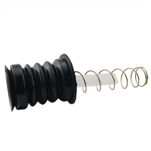Side view of Universal Washing Machine Drain Plug Kit with 2 lift levers, rubber seal, and spring for semi-automatic double drum machines.