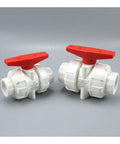 White PVC Ball Valve Union Fitting Set 3 Pcs 50 MM Precision Design For Water Pipe Plumbing Hose Connections quick snap lock valve set