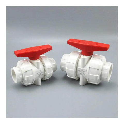 White PVC Ball Valve Union Fitting Set 3 Pcs 50 MM Precision Design For Water Pipe Plumbing Hose Connections quick snap lock valve set