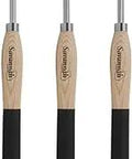 3-Piece Carbide Turning Tool Set Large Size with Diamond, Round, and Square Tools and Comfort Grip Handles for Lathe Woodworking
