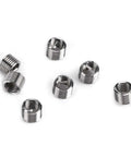 Stainless steel inserts from SAE Stainless 1/4-20 Inch Thread Repair Kit With Inserts And Tap For Auto Repair DIY Friendly Pro Grade.