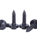 Four black Badass Titanium Self Tapping Screws M5 X 18Mm Torx Head Design for automotive repair and fastening projects.