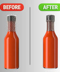 Pro Grade Clear Perforated Shrink Bands For Large Bulk Containers Tamper Evident Seals on bottles before and after use.