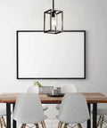 One Light Foyer Chandelier Black Farmhouse Style Hanging Ceiling Light For Entryway And Dining Room With Glass Shade