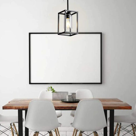 One Light Foyer Chandelier Black Farmhouse Style Hanging Ceiling Light For Entryway And Dining Room With Glass Shade