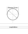 Diagram of 25mm x 800mm Linear Motion Rod Set, Chrome Hardened Guide Shaft for 3D Printers showing dimensions