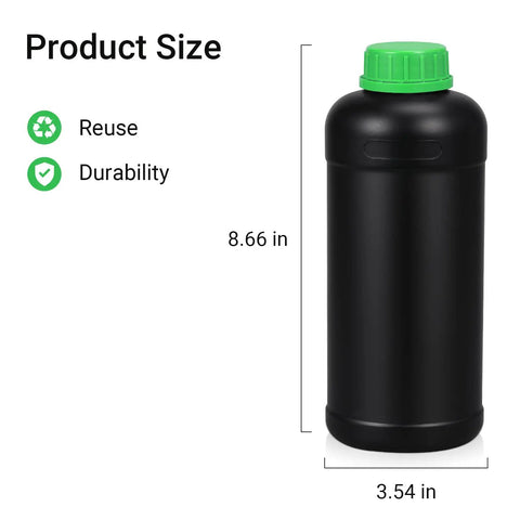 3 Pack 1000ml HDPE Darkroom Chemical Storage Bottles With Lids For Film Developing And Photo Processing Equipment Durable Black Plastic