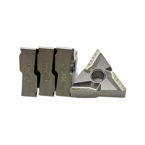 Top Tier Carbide Turning Inserts For Hard Steel Parts 10 Pack TNMG160404R-VF Heavy Duty Lathe Tool close-up with sharp edges