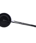 Side view of Beefy Pro Grade Lawn Roller For Smooth Lawns Push Or Tow Design With 48.5 Inch Height 16 Gallon Drum Black