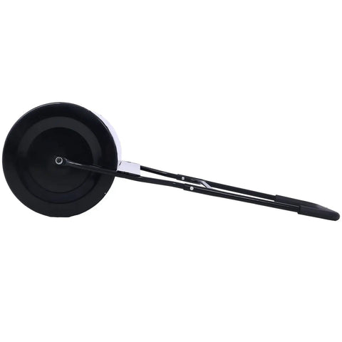 Side view of Beefy Pro Grade Lawn Roller For Smooth Lawns Push Or Tow Design With 48.5 Inch Height 16 Gallon Drum Black