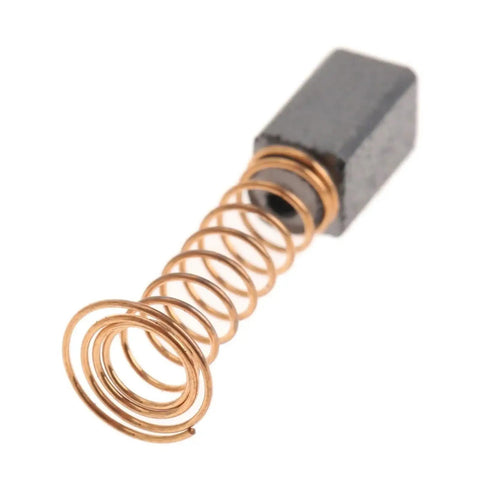 Rock Solid 50 Pack Carbon Brush Replacement For Electric Drill And Rotary Tool Motor Hella Durable Graphite Copper Contacts Restore Snappy Power And Smooth Performance Quick Install 5X5X8MM Upgrade Parts close-up of carbon brush with copper coil