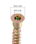 Close-up of Heavy Duty Furniture Confirmat Screws 20 Pack 7X49mm showing flat head and hex socket design for DIY cabinet assembly.